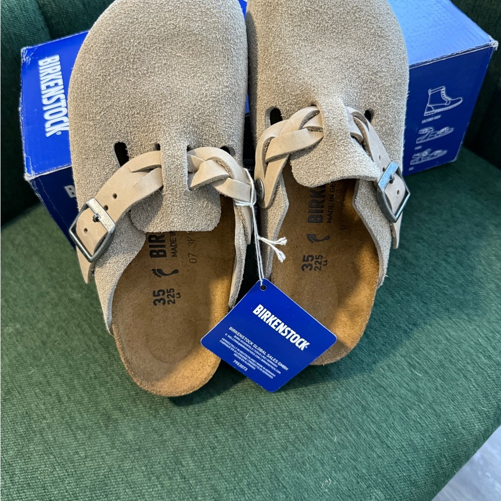 **SOLD** Birkenstock Stone Suede Clogs with Straps